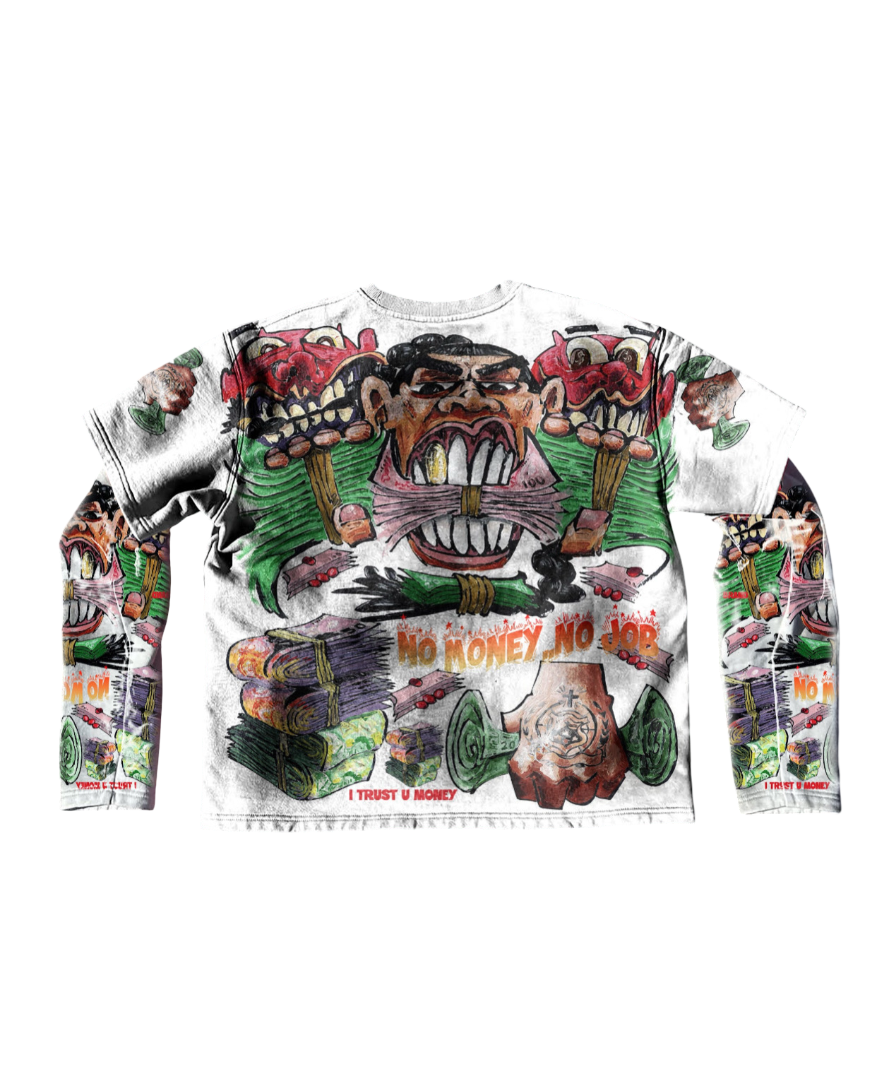 Harderthanhard “I TRUST MONEY” White Double Layer Tee