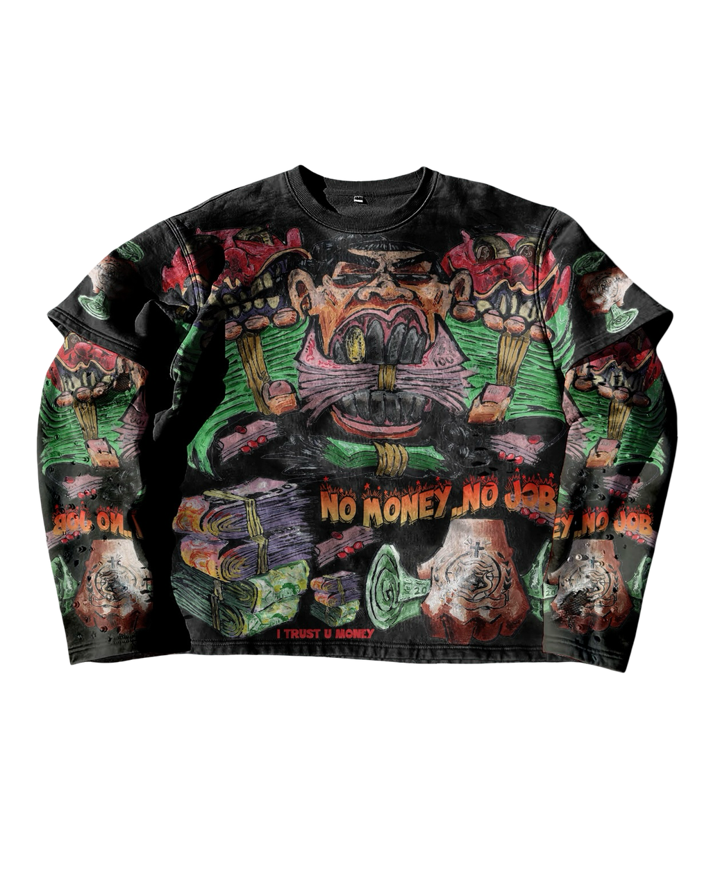 Harderthanhard “I TRUST MONEY” Black Double Layer Tee