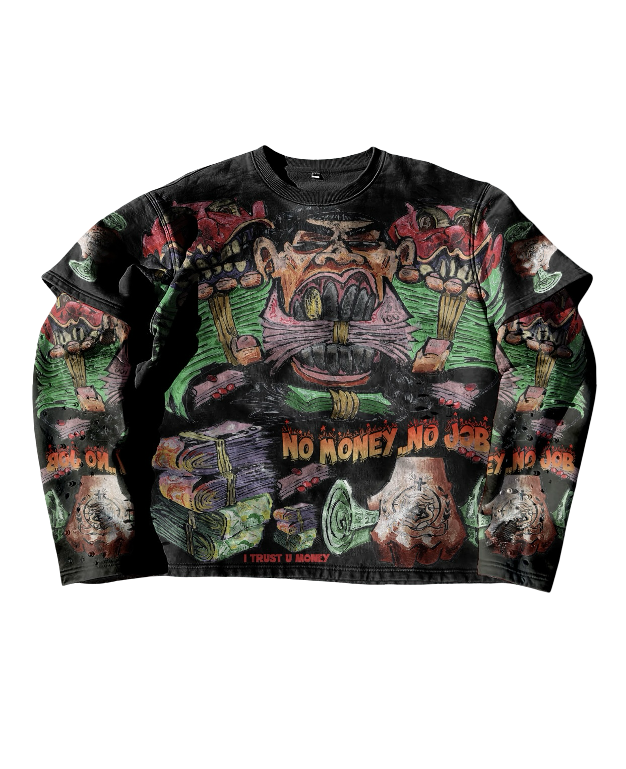 Harderthanhard “I TRUST MONEY” Black Double Layer Tee