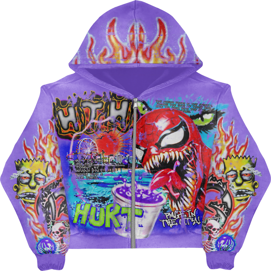 Born Of Pain Purple Zip Up