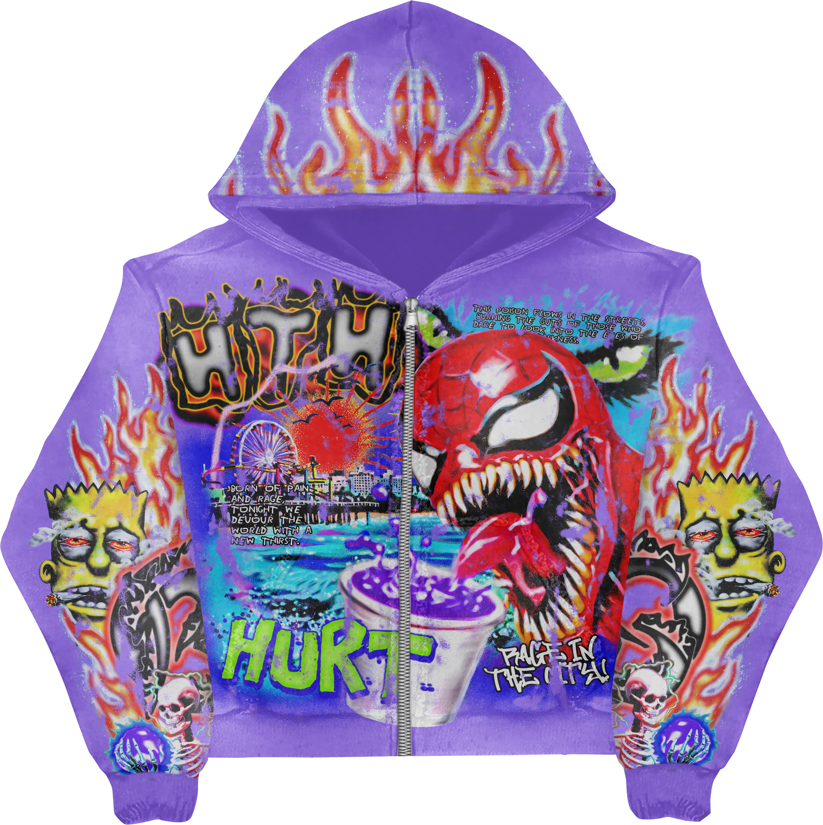 Born Of Pain Purple Zip Up
