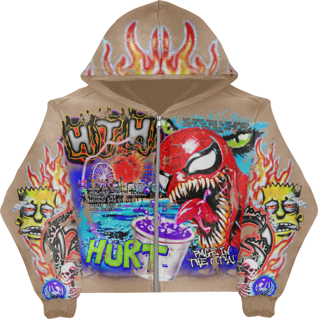 Born Of Pain Tan Zip Up