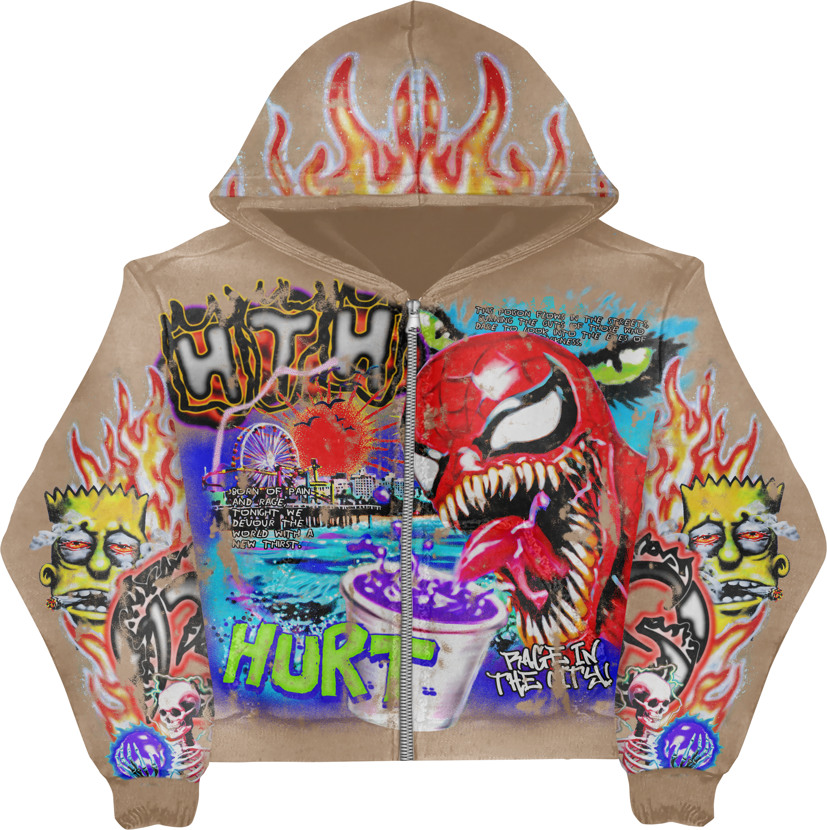 Born Of Pain Tan Zip Up