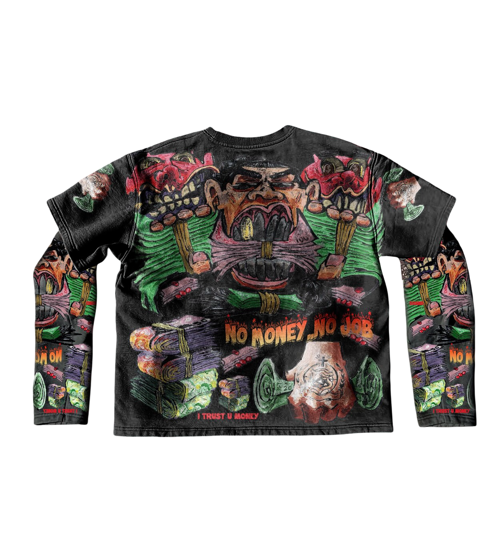 Harderthanhard “I TRUST MONEY” Black Double Layer Tee