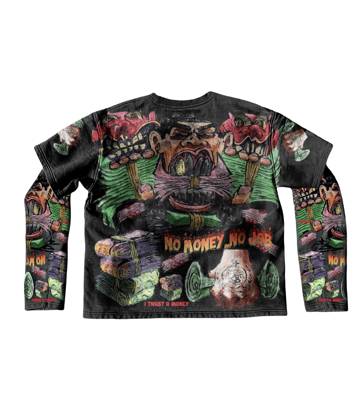 Harderthanhard “I TRUST MONEY” Black Double Layer Tee